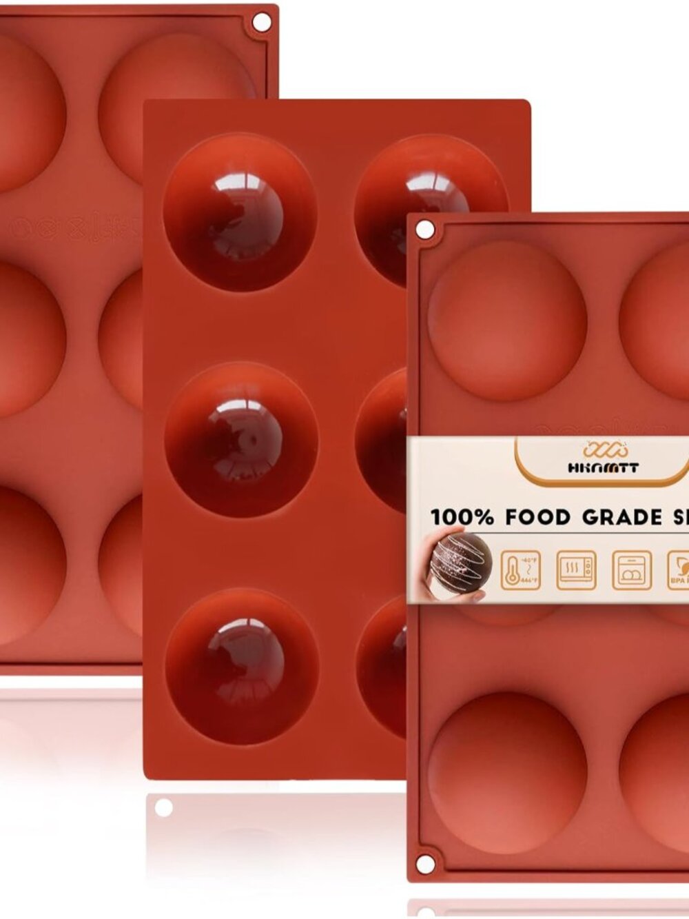 Hot Chocolate Cocoa Bomb Molds Hemisphere Silicone 2.5 Inch 3 Pack, Semi Ball Mo
